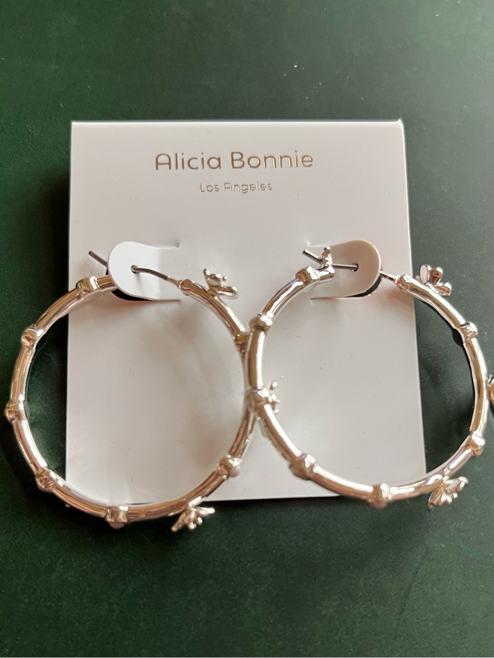 Alicia Bonnie Silver Tone Flower Hoop Earrings New